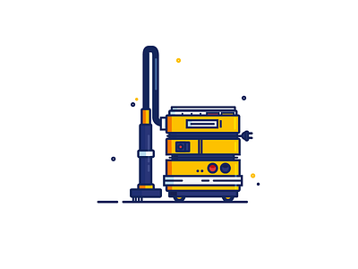 Vacuum 01 blue clean flat design simple vacuum cleaner vector yellow