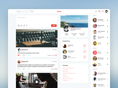 Cyno Redesign clean interface media social timeline ui ux web website