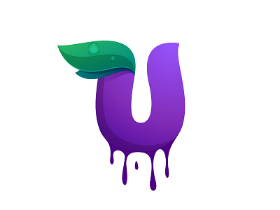 U letter blue blueberry dew drops juice leaves letter u violet