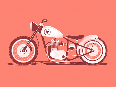 Lucky Number Seven art print bike design illustration motorcycle orange screen print