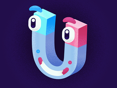 Stay Positive! attraction character grain happy illustrator magnet negative positive texture vector