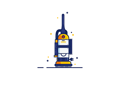 Vacuum03 blue clean flat design simple vacuum cleaner vector yellow