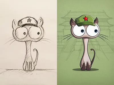 Chairman Meow Mao cat chairman mao character character design charcoal china chinese communism forbidden city illustration illustrator vector