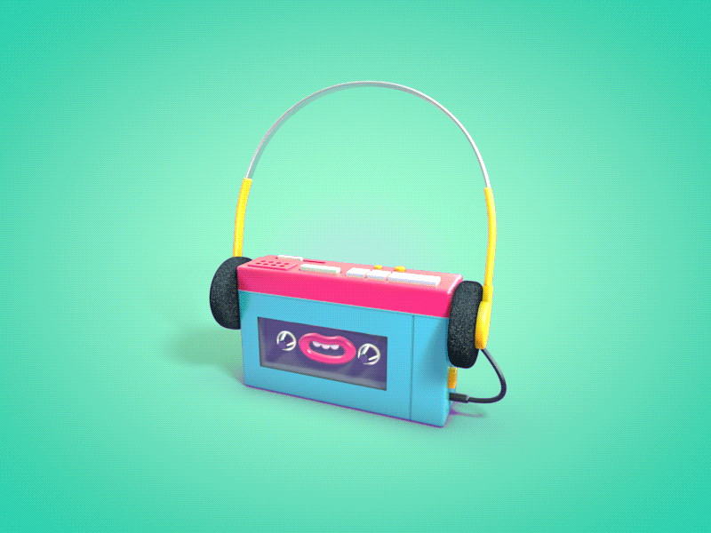 Rockin' Walkman 3d adobe after effects animation c4d character cinema 4d eyedesyn gif headbang mograph walkman