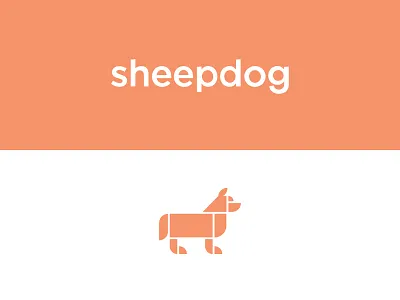 Doggie brand custom type dog geometric identity illustration logo sans serif sheepdog vector