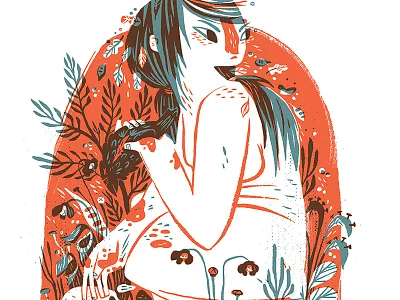 Eating Crow crow garden illustration occult plants printmaking swamp wishbow witch