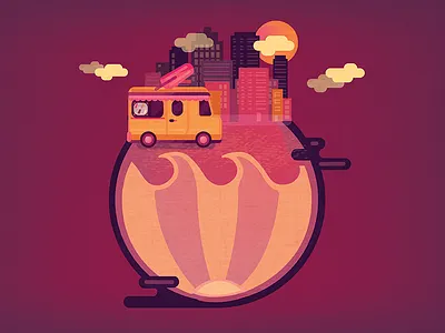 Beach Ball ball beach beachball clouds design florida foodtruck illo illustration lettering summer sun