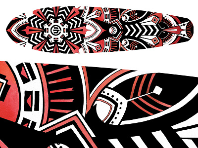 Longboard Deck badass deck longboard longboard deck pattern radial red skate skateboard skateboard deck