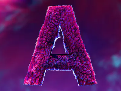 fyrry A a c4d furry fuzzy hair letter type