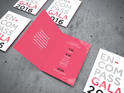 Encompass Gala Program e3 encompass gala geometric grey home health hospice pink print program guide typography