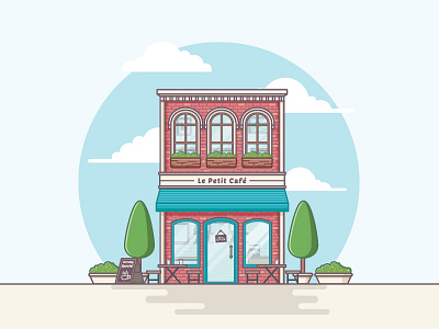 Cafe Building architecture building cafe coffeeshop dribbble illustration line