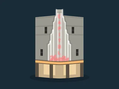 34/50: Capitol Theatre architecture buildings capitol flat design illustration singapore theatre
