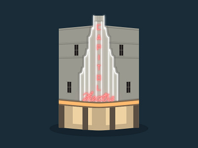 34/50: Capitol Theatre architecture buildings capitol flat design illustration singapore theatre