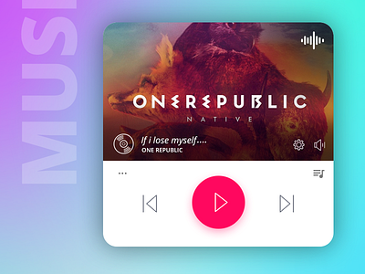 Music player Widget clean flat design material design music music player red share ui ux web design white