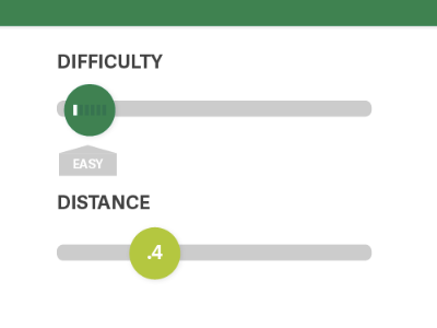 Map Filters difficulty slider mobile app simple design tool tip website