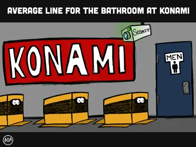 Konami's Bathroom Situation cartoon comic illustration