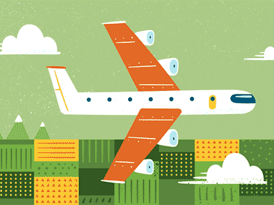 Thriving Family Magazine - Travel Illustrations animated gif animation farmland illustration mountains plane travel