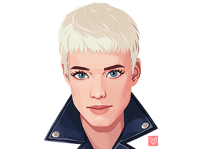 Agyness Deyn art blond character digital art drawing face girl illustration leather jacket model portrait woman