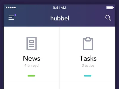 Internal App app header intranet ios menu news search tasks