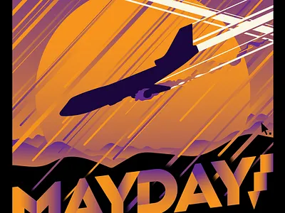 Mayday art deco clouds crash gig poster gradient illustration mayday plane poster vector