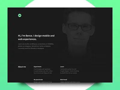 Personal Portfolio clean dark landing page may1reboot personal portfolio ui ux