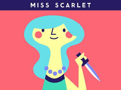 In the Billiard Room clue illustration knife miss scarlet murder scarlet