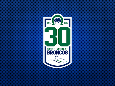 Swift Current Broncos 30th Anniversay Patch anniversary broncos hockey ice hockey logo logo design nhl sports sports design sports logos