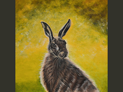 Curious Hare acrylics canvas fine art hare painting wildlife