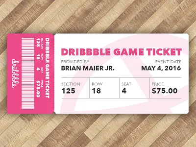 My Debut barcode basketball debut event hardwood nba ncaa pink sport stub ticket wood