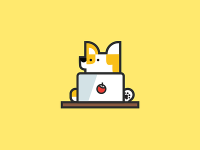 Corgi at work! character corgi dog icon laptop work workhard