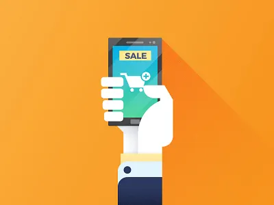 Business Shopping Sale business buy corporate flat hand phone sale shadow shopping