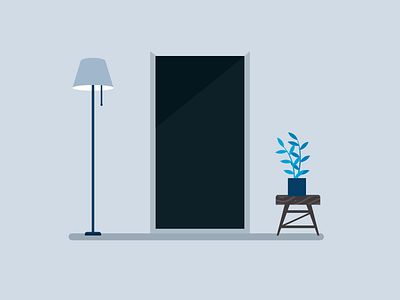 Doorway doorway home illustration lamp plant