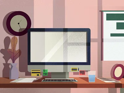 Work Space art artwork background character design concept conceptart digitalart evening illustration office work