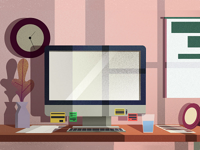 Work Space art artwork background character design concept conceptart digitalart evening illustration office work