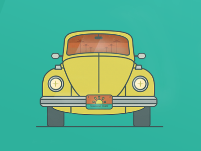 Beep Beep car florida icon palm trees sunshine state volkswagon yellow