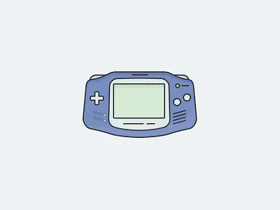 Nintendo Gameboy Advance blue button console gameboy grey illustration nintendo