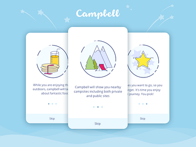 Campbell cadabra camping flat icons illustration ios material minimal outdoors tutorial ui ux