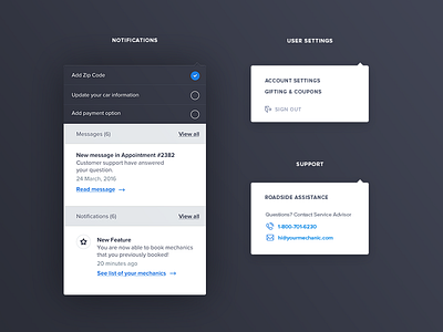 YourMechanic - Dropdowns analytics car chart dashboard dropdown interface material reports stats ui user ux