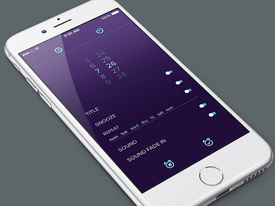 Clock App app clock design flat ios mobile purple turquoise ui