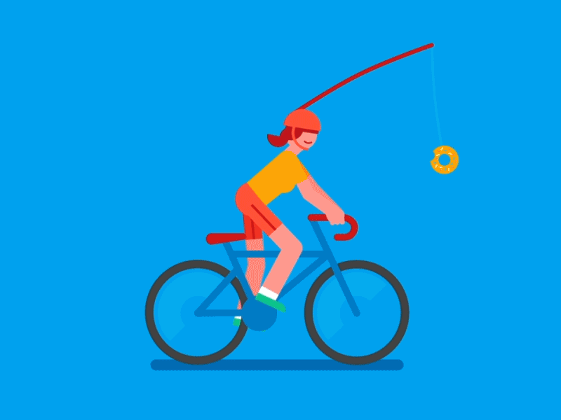 Keep on keeping on animation bicycle character cycling donut exercise gif motion riding vector