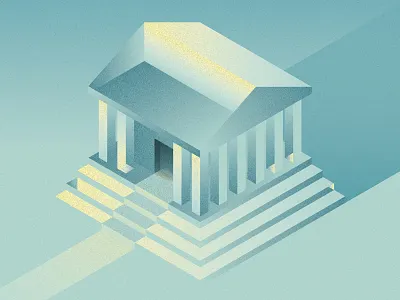 In & Out Bank bank columns finance geometric in isometric light out roof shadow stairs
