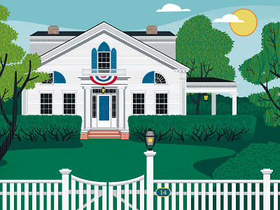 House portrait architecture illustration