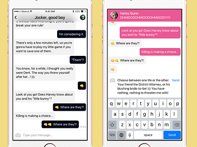Day 013 — Batman and Jocker at messenger batman challenge chat dailyui jocker messenger mobile ui