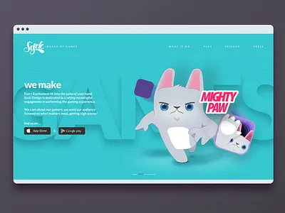 Syck About Us Page app blue colors gaming home page landing page minimal mobile responsive design web