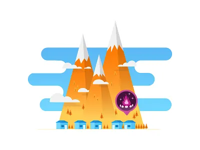 Mountains design flat hiking house illustration landscape mountain vector yellow