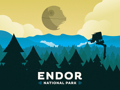 Endor National Park design graphic graphic design icon identity illustration logo retro star wars typography vector