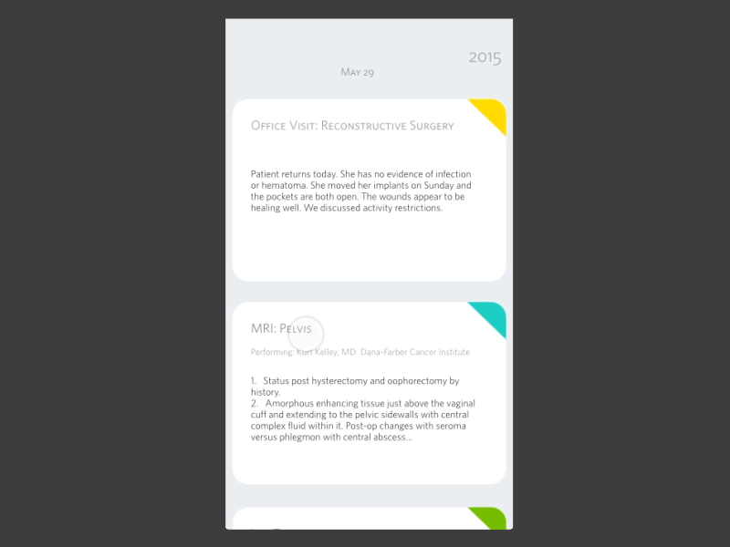 Medical History Timeline animation minimalistic mobile