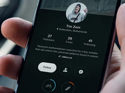 New profile screen for RIDERS ios iphone native riders ui ux