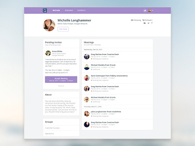 Attendee Profile attendee cards design meetings product product design profile responsive ui ux web