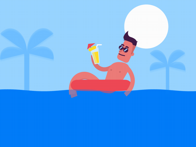 Chainamation 2d animation character design gif illustration loop motion summer swimming